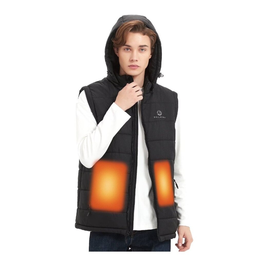 Men’s Medium Sailwind Heated Hooded Vest – Lightweight, Battery Pack, NWT